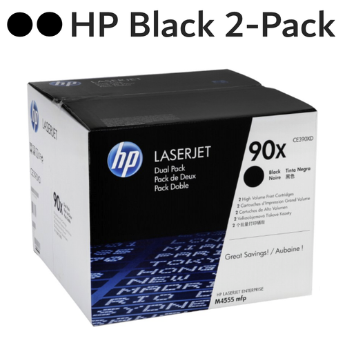 Original HP 90X CE390XD Black High-Yield LaserJet Toner Cartridges Dual Pack 2-Pack
