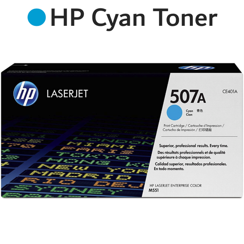 Original HP 507A CE401A Cyan LaserJet Toner Cartridge