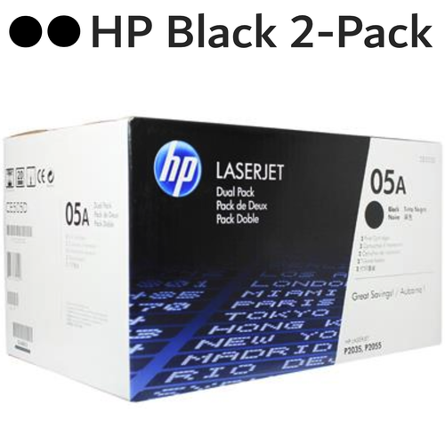 Original HP 05A CE505D Black LaserJet Toner Cartridges Dual Pack 2-Pack