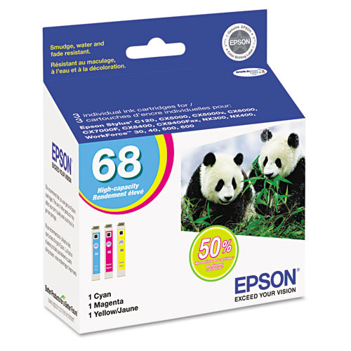 T068520-S | Epson® 68 | Original Epson® DURABrite® High-Yield Ink Cartridge - Cyan, Magenta, Yellow