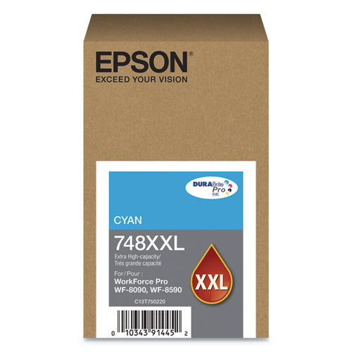 T748XXL220 | Epson® 748XXL | Original Epson® DURABrite Pro® Extra High-Yield Ink Cartridge - Cyan