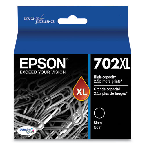 T702XL120-S | Epson® 702XL | Original Epson® DURABrite Ultra® High-Yield Ink Cartridge - Black