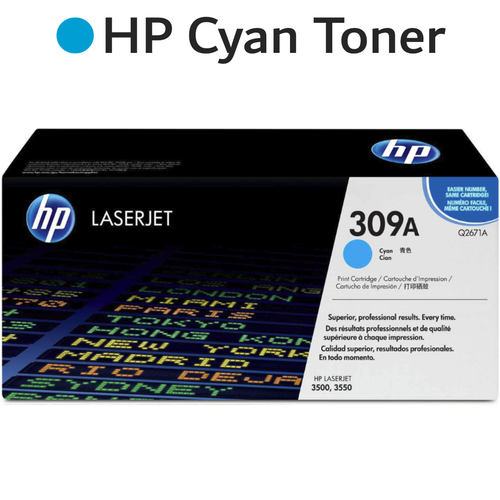 Original HP Cyan 309A Q2671A LaserJet Toner Cartridge