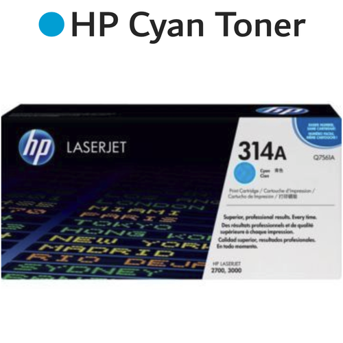 Original HP 314A Q7561A Cyan LaserJet Toner Cartridge