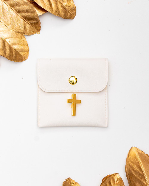 Gold Cross Pin with pouch