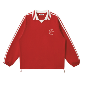 Super Contrast Striped Lapel Collar Sweatshirt #lPKe