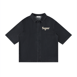 Less Talk Vintage Wash Drop Shoulder Shirt #zzUS