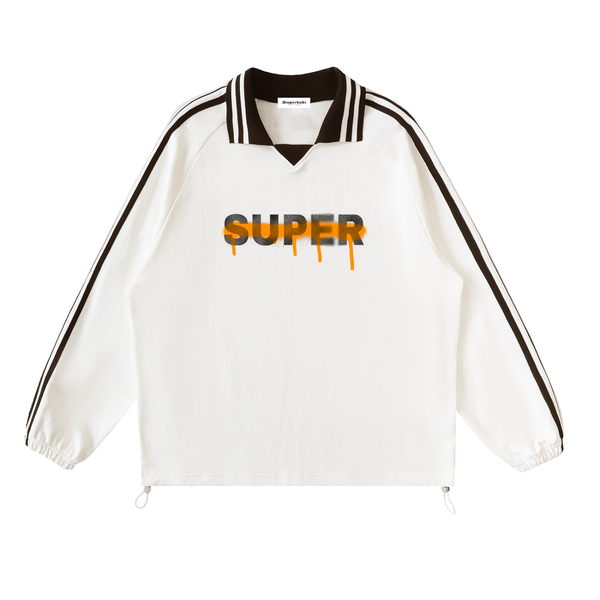 Super Striped Lapel Collar Sweatshirt #IoqG