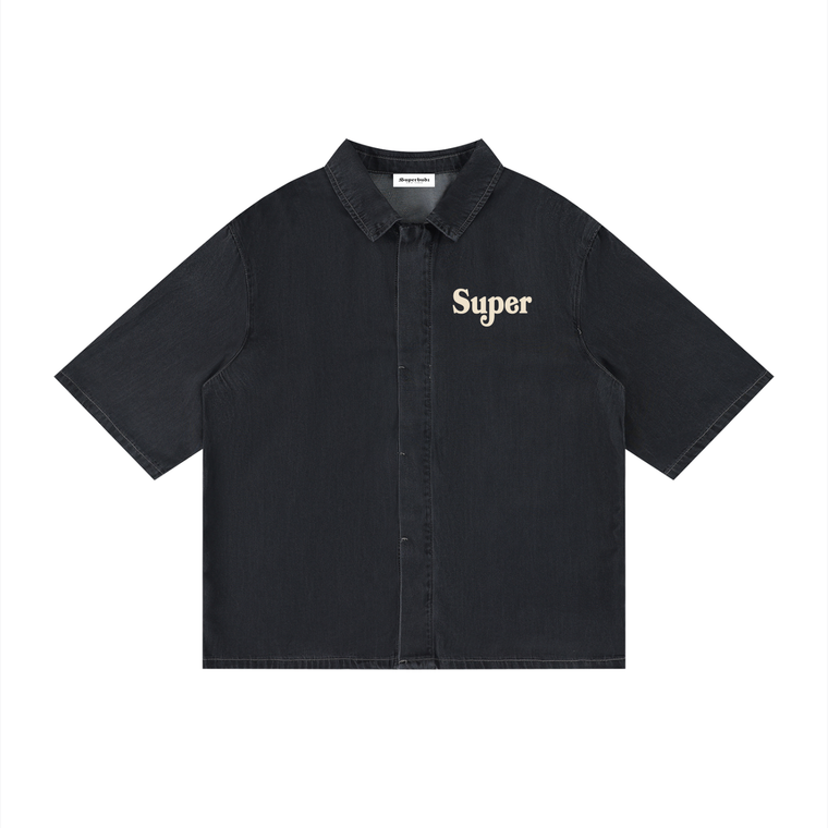 Less Talk Vintage Wash Drop Shoulder Shirt #zzUS