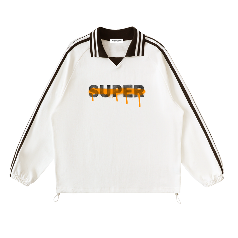 Super Striped Lapel Collar Sweatshirt #IoqG