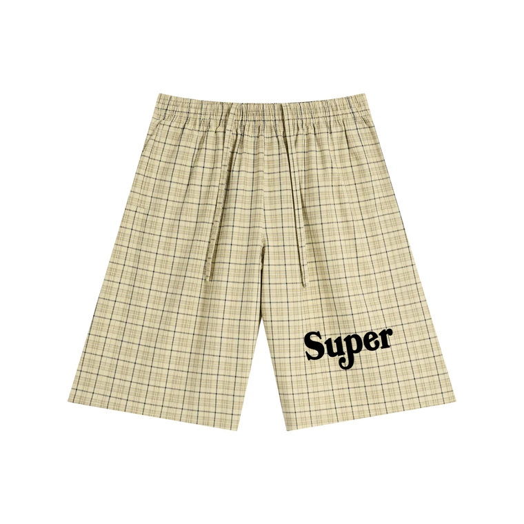 Super Cream Plaid Wide Leg Shorts #jkZD
