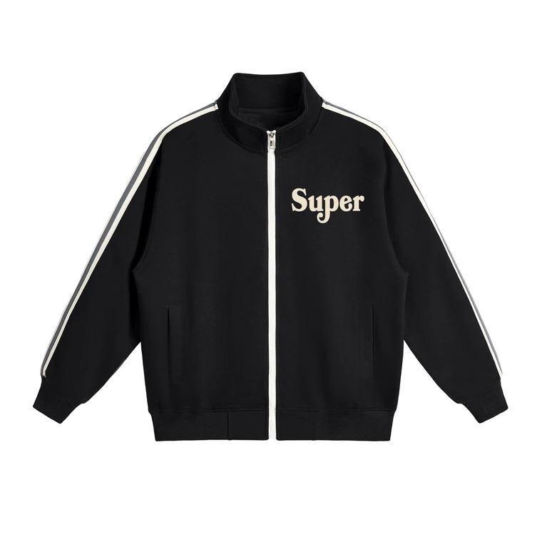 Less Talk Side-Stripe Stand Collar Jacket #pbou
