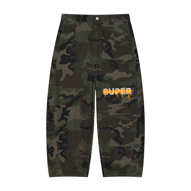 Men’s Camo Barrel Leg Cargo Pants #jcKh
