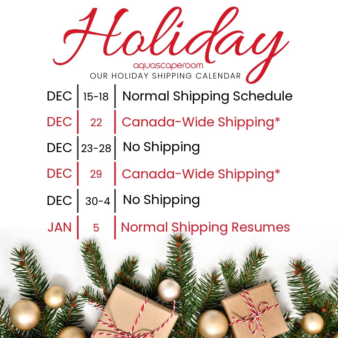 Aquascaperoom Holiday Shipping Calendar