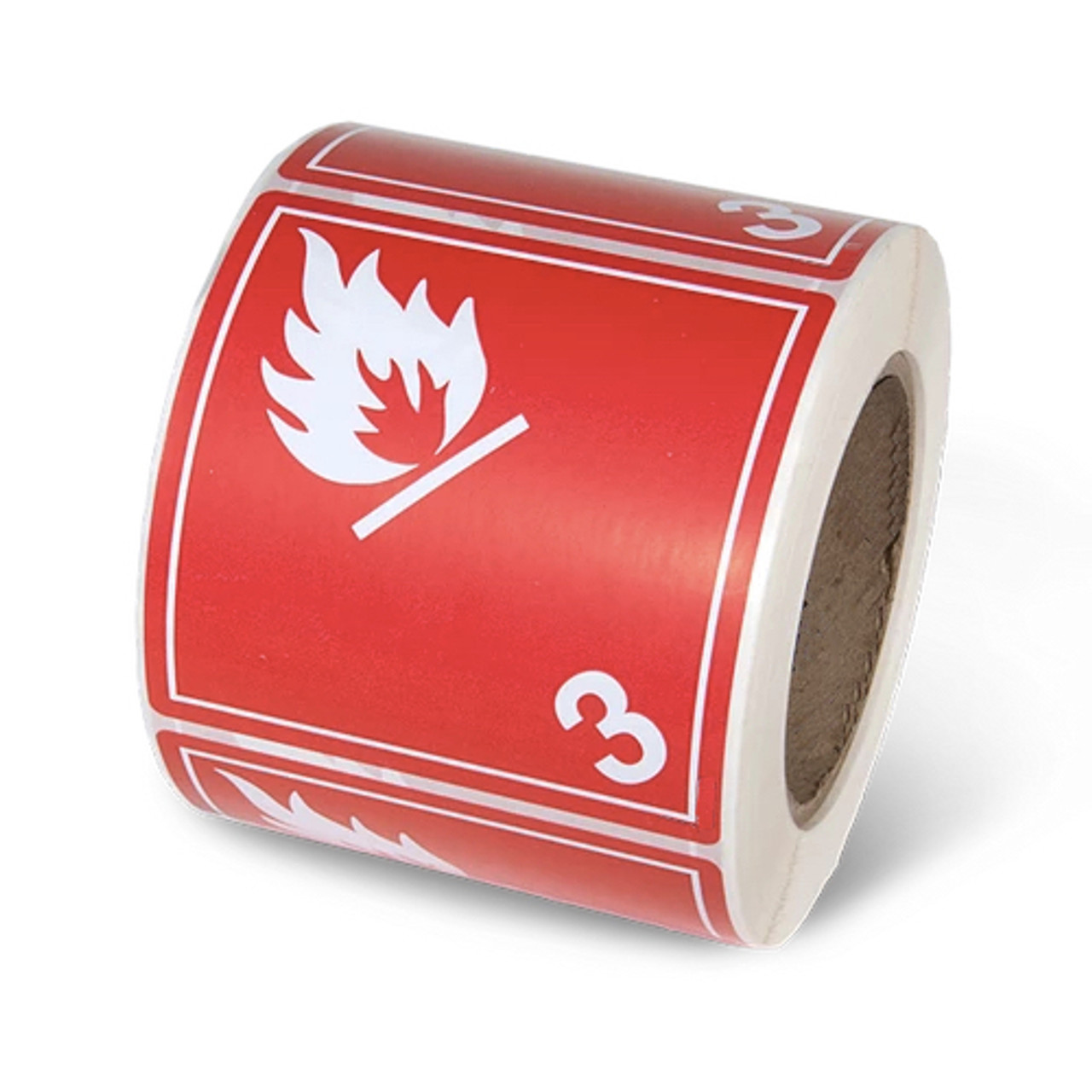 Class 3 Flammable Liquids Dangerous Goods label 4" x 4" 500 per roll