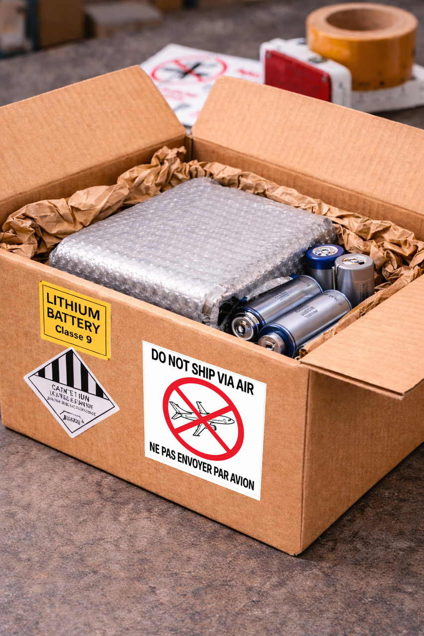 Demonstrates real-world use on a shipping carton.