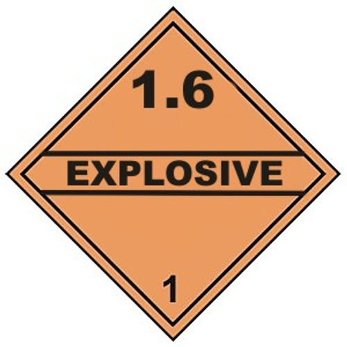 Class 1.6  Explosives Dangerous Goods label 4" x 4" 500 per roll