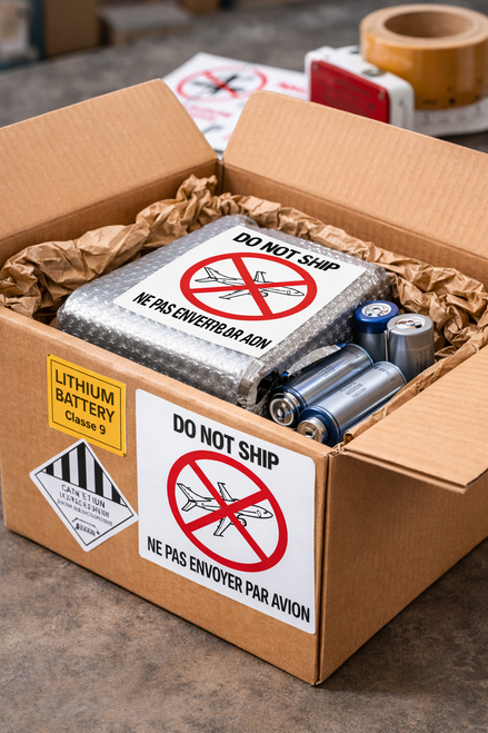 Demonstrates real-world use on a shipping carton.