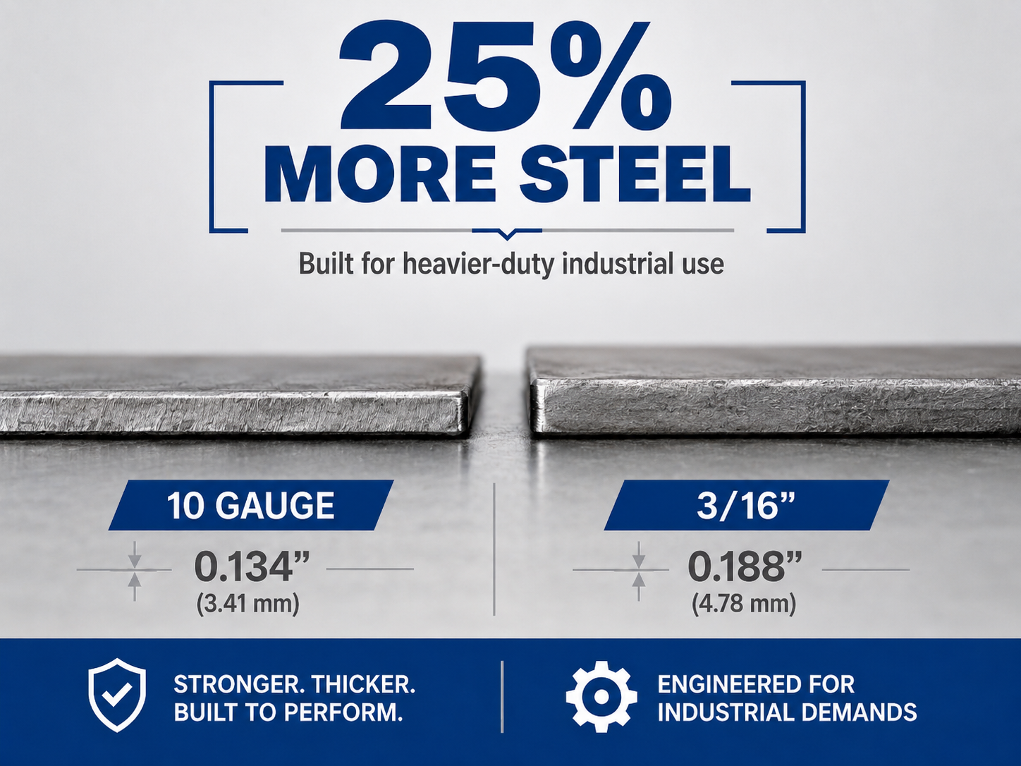 3/16 inch steel bottom used on heavy-duty self-dumping hopper