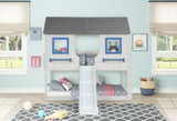 Twin Lookout Loft Bed - White & Blue