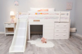 Dreamers Twin Low Loft Bed - White & White