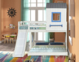 Fortress Twin Over Full Loft Bed-White and Blue