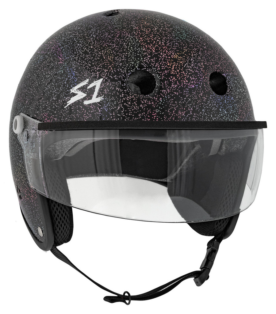 S1 Retro Lifer E-Helmet Black Glitter 34 Clear Visor