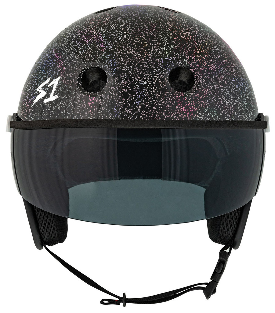 S1 Retro Lifer E-Helmet Black Glitter Front Tint Visor