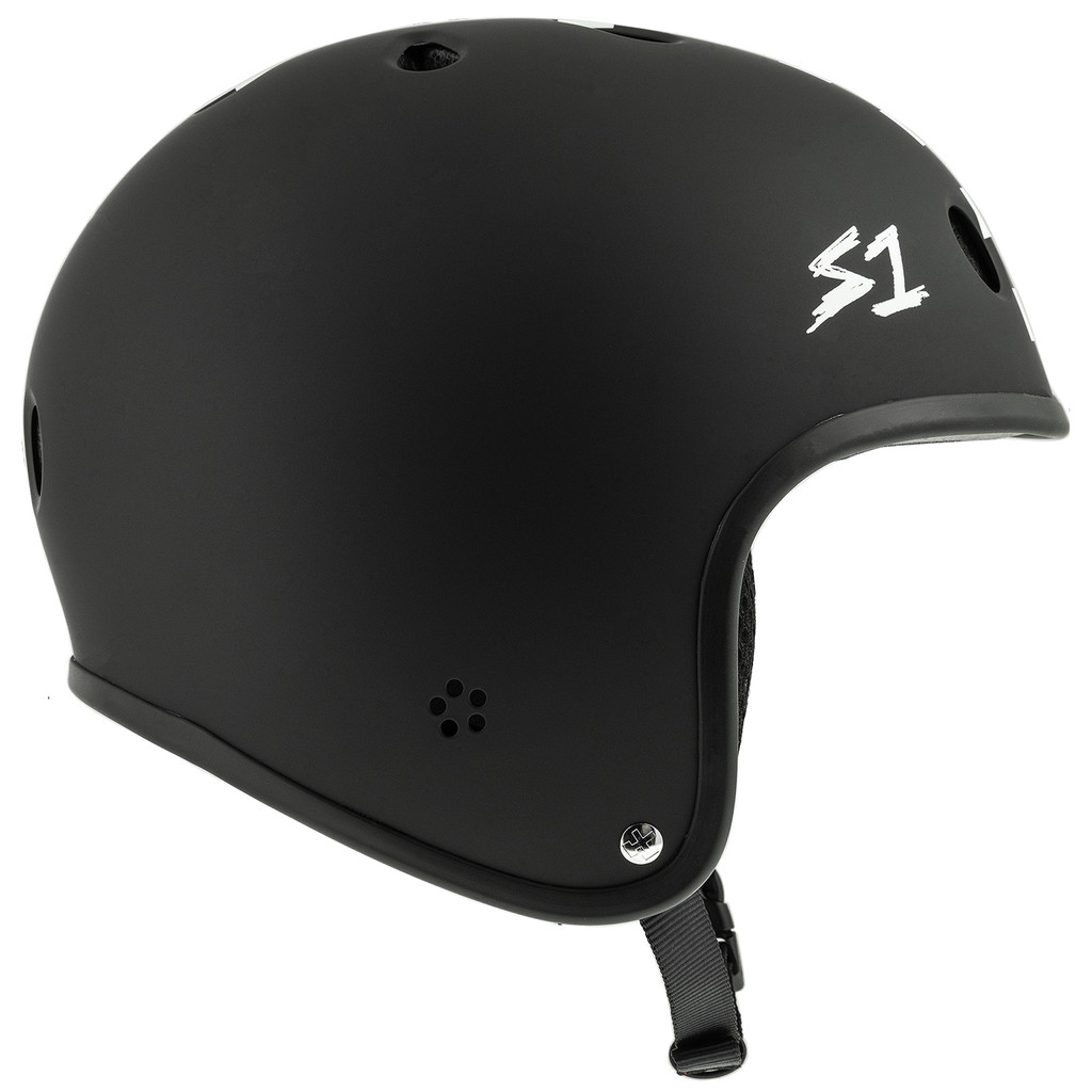 This is a S1 Lifer Helmet with a retro moto helmet look. 
Lightweight, Great fit and fully certified for skate and bike
ASTM Multiple Impact certified
CPSC High Impact certified