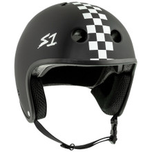 S1 Retro Lifer Helmet - Black Matt with White Checkers