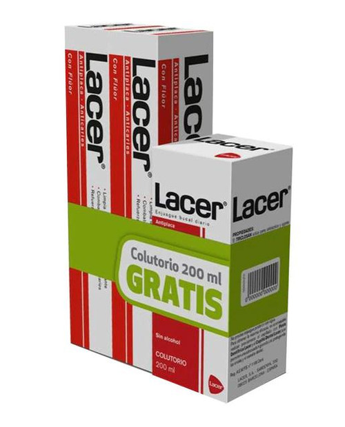 Duplo pasta dentífrica lacer 125 mL + colutorio 200 mL lacer