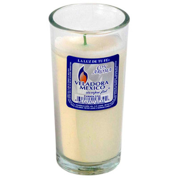 CANDLE 5.5" RELIGIOUS COMET GLASS WHITE CANDLE CANDLE 5.5" RELIGIOUS COMET GLASS WHITE CANDLE