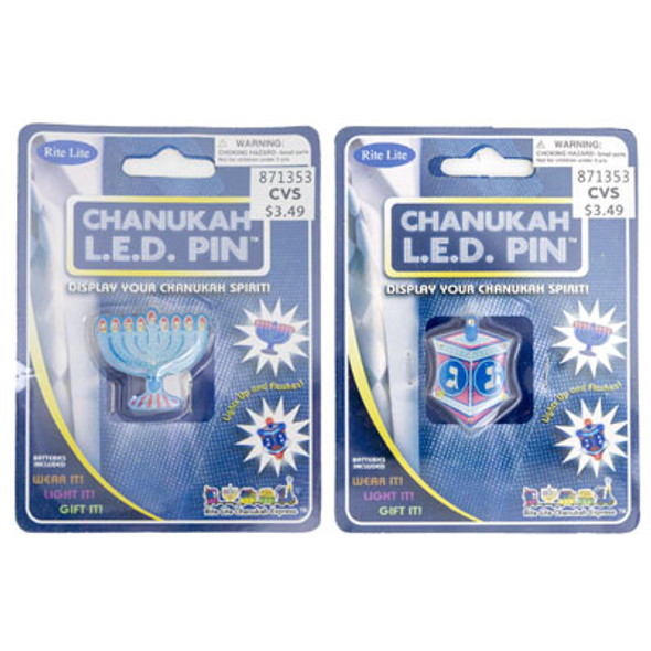 HANUKKAH LED PIN 2 ASST BATT INCLUDED PP $3.49