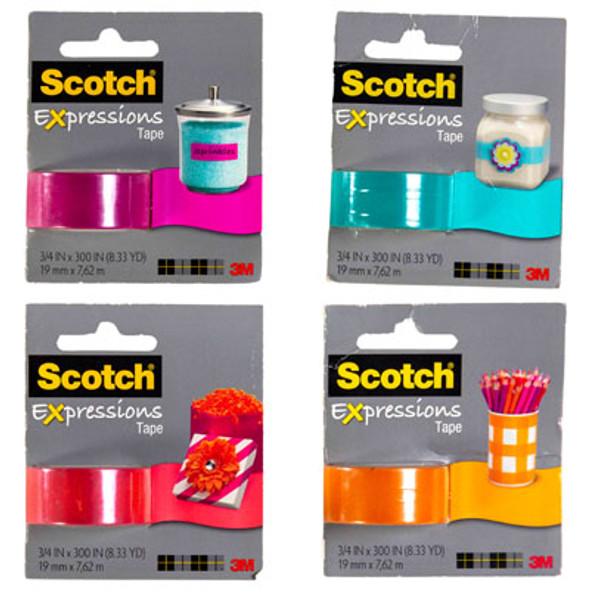 SCOTCH EXPRESSIONS TAPE 3/4IN X 300IN ASST COLORS