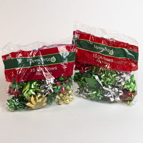 GIFT BOWS CHRISTMAS 15CT ASST PEEL N STICK PP 3.99 GIFT BOWS CHRISTMAS 15CT ASST PEEL N STICK PP 3.99