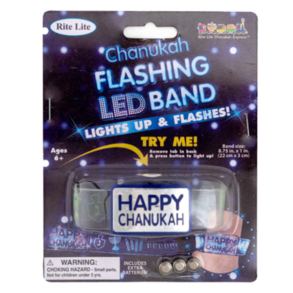 CHANUKAH FLASHING LED BAND BATT INCLUDED PP $4.99BAND SIZE 8.75 X 1