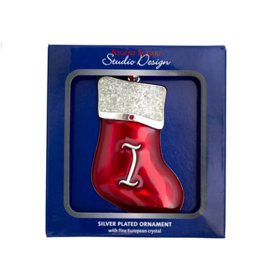 SILVER PLATED STOCKING ORNAMENT MONOGRAM 3-IN PP 5.99