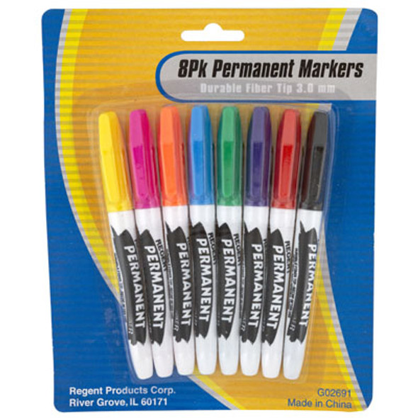 MARKERS PERMANENT 8 PK 3MM BOLD TIP STATIONERY BLISTER CARD MARKERS PERMANENT 8 PK 3MM BOLD TIP STATIONERY BLISTER CARD