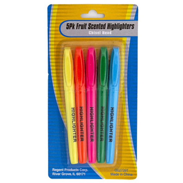 HIGHLIGHTER 5AST CLRS SCENTED YELLOW/BLUE/GRN/ORANGE/PINK STAT BLISTER CARD HIGHLIGHTER 5AST CLRS SCENTED YELLOW/BLUE/GRN/ORANGE/PINK STAT BLISTER CARD