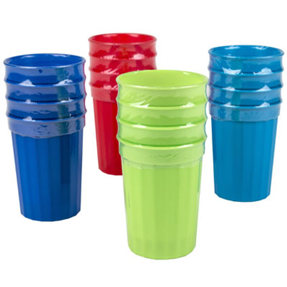 TUMBLERS PLASTIC 4PK 12OZ 4ASST SUMMER BRITES IN 48PC PDQ SHRINKWRAP UPC LABEL