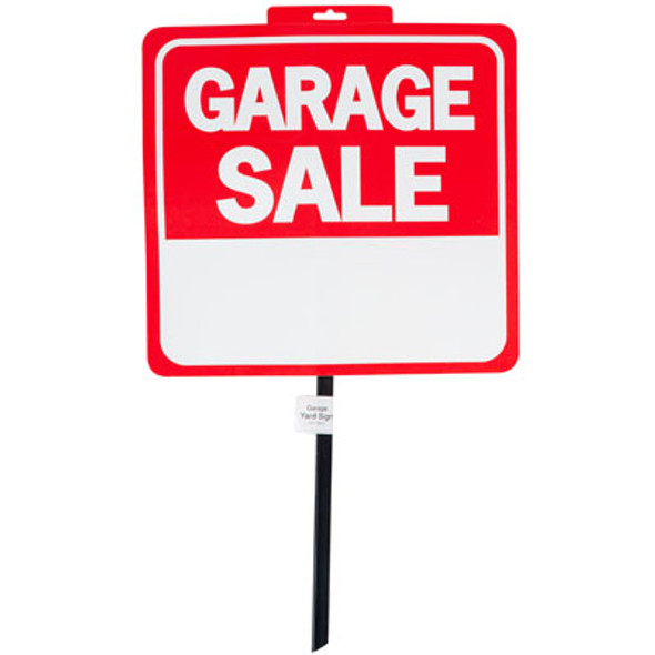 SIGN GARAGE SALE 14X15 26IN W/POLE WEATHERPROOF PLASTIC PERFORATED HEADER LABEL SIGN GARAGE SALE 14X15 26IN W/POLE WEATHERPROOF PLASTIC PERFORATED HEADER LABEL