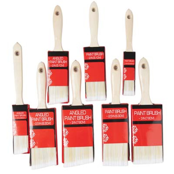 PAINT BRUSH WOOD HANDLE 1-3IN 8ASST STRAIGHT/ANGLED EDGE HRDW SLEEVE CARD-SIZES N2 PAINT BRUSH WOOD HANDLE 1-3IN 8ASST STRAIGHT/ANGLED EDGE HRDW SLEEVE CARD-SIZES N2