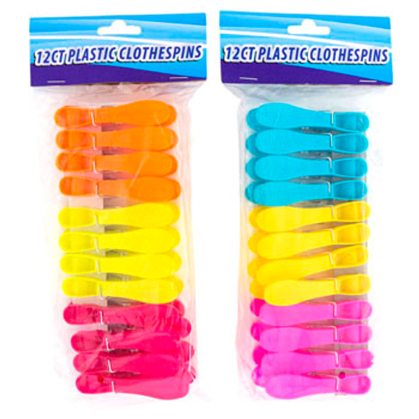 CLOTHESPINS PLASTIC 12CT 3.25IN MULTICOLOR COMBO/CLEAN PBH CLOTHESPINS PLASTIC 12CT 3.25IN MULTICOLOR COMBO/CLEAN PBH