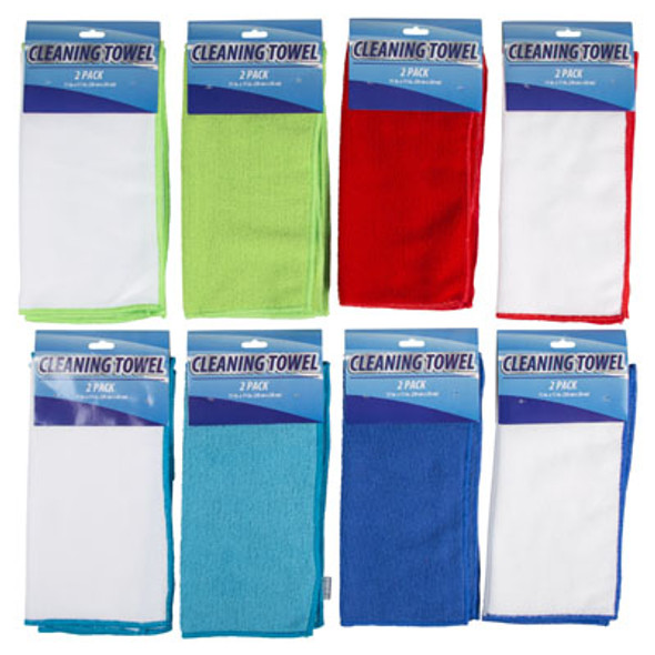 MICROFIBER CLOTH 2PK 11X11 SOLID& WHITE 8ASST 12PC MDSG STRIP CLEAN TCD/SUMMER COLORS MICROFIBER CLOTH 2PK 11X11 SOLID& WHITE 8ASST 12PC MDSG STRIP CLEAN TCD/SUMMER COLORS