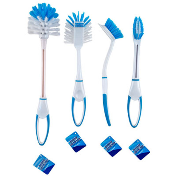 BRUSH HOUSEHOLD CLEANING 4 STYLES 2TONE CLR/TOILET/GROUT/2-DISH CLEANING HT