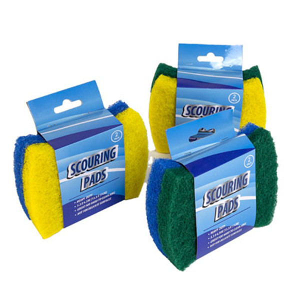 SCOURING PAD 2PK 5.3X0.6X4.3IN HEAVY DUTY PEGGABLE SLEEVE CARD 3AST COLOR COMBOS BLUE/GRN/YEL