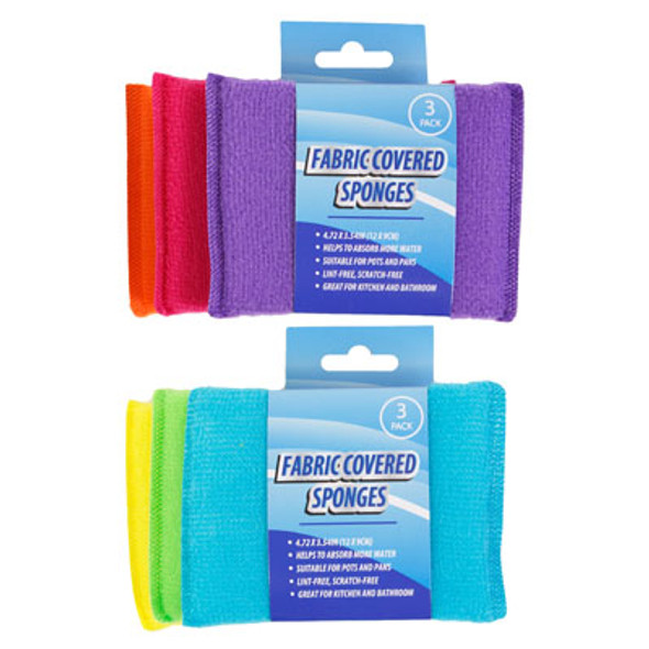 SPONGE FABRIC COVERED 3PK 2AST COMBOS CLEAN/SLEEVE CARD 4.7 X 3.5 X 0.39IN SPONGE FABRIC COVERED 3PK 2AST COMBOS CLEAN/SLEEVE CARD 4.7 X 3.5 X 0.39IN