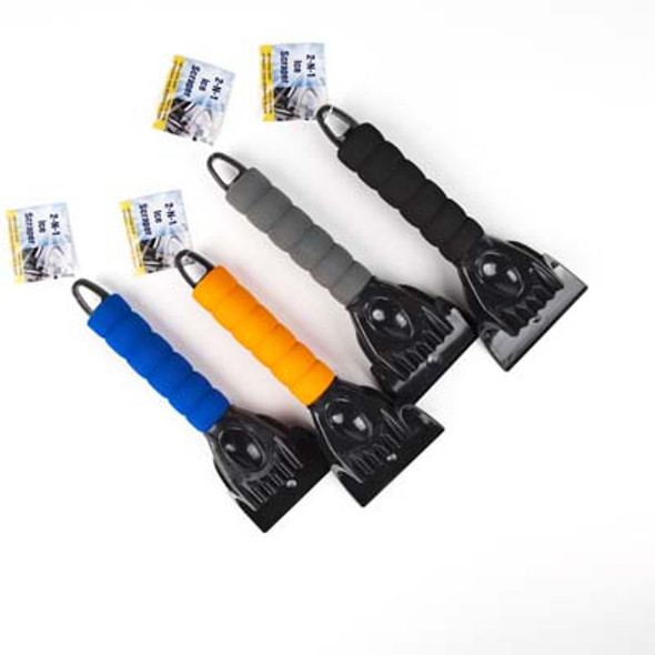 ICE SCRAPER 2-N-1 W/EVA HANDLE 3.75 X 10IN 4AST COLORS/AUTO HT ICE SCRAPER 2-N-1 W/EVA HANDLE 3.75 X 10IN 4AST COLORS/AUTO HT