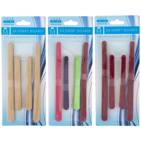 EMERY BOARD 24PC PLAIN OR COLOR 6.5IN & 4.5IN L 3AST HBA BLC EMERY BOARD 24PC PLAIN OR COLOR 6.5IN & 4.5IN L 3AST HBA BLC