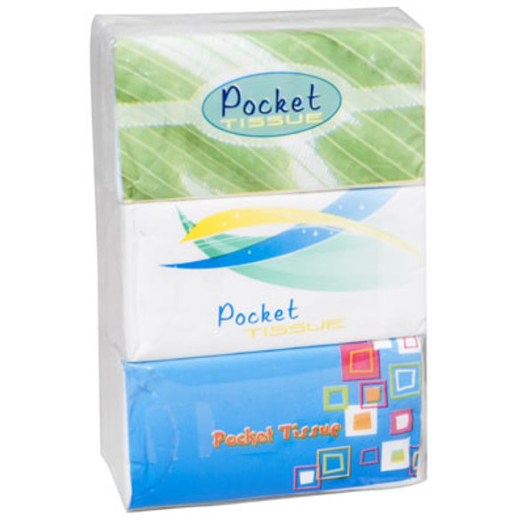 POCKET TISSUE 6PK 3PLY 10PCS PER PACK SHRINK/LABEL